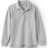 Lands’ End School Uniform Kids Long Sleeve Mesh Polo Shirt(Gray Heather)