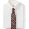 Lands’ End School Uniform Kids Plaid To Be Tied Tie(Gray Heather/Maroon Plaid)