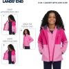 Lands’ End Unisex Kids 3-in-1 Water Resistant Windbreaker and Zip-out Polar Fleece Jacket(Rose)