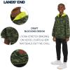 Lands’ End Unisex Kids Lightweight Mesh Lined Weather Resistant Packable Rain Jacket(Green Camo)