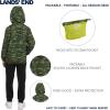 Lands’ End Unisex Kids Lightweight Mesh Lined Weather Resistant Packable Rain Jacket(Green Camo)