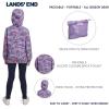 Lands’ End Unisex Kids Lightweight Mesh Lined Weather Resistant Packable Rain Jacket(Paisley Purple)