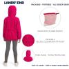 Lands’ End Unisex Kids Lightweight Mesh Lined Weather Resistant Packable Rain Jacket(Raspberry)