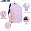 Lands’ End Unisex Kids Medium ClassMate Lightweight Durable Elementary School Backpack, Pro Star Navy(Desert Rose)
