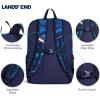 Lands’ End Unisex Kids Medium ClassMate Lightweight Durable Elementary School Backpack, Pro Star Navy(Limoges)