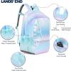 Lands’ End Unisex Kids Medium ClassMate Lightweight Durable Elementary School Backpack, Pro Star Navy(Pastel Lilac)
