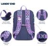 Lands’ End Unisex Kids Medium ClassMate Lightweight Durable Elementary School Backpack, Pro Star Navy(Rose Violet)