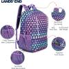 Lands’ End Unisex Kids Medium ClassMate Lightweight Durable Elementary School Backpack, Pro Star Navy(Rose Violet)