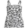 Lands’ End Women’s Adjustable Scoop Neck Flutter Tankini Top(Black Havana Floral)
