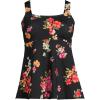 Lands’ End Women’s Adjustable Scoop Neck Flutter Tankini Top(Black Meadow Floral)