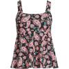 Lands’ End Women’s Adjustable Scoop Neck Flutter Tankini Top(Black Multi Paisley Floral)