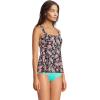 Lands’ End Women’s Adjustable Scoop Neck Flutter Tankini Top(Black Multi Paisley Floral)