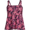 Lands’ End Women’s Adjustable Scoop Neck Flutter Tankini Top(Blackberry/Strawberry Jacobean)