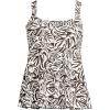 Lands’ End Women’s Adjustable Scoop Neck Flutter Tankini Top(Brown Mini Tropic Leaves)