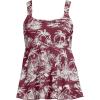 Lands’ End Women’s Adjustable Scoop Neck Flutter Tankini Top(Burgundy Island Scenic)