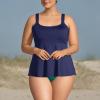 Lands’ End Women’s Adjustable Scoop Neck Flutter Tankini Top(Deep Sea Navy)