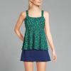 Lands’ End Women’s Adjustable Scoop Neck Flutter Tankini Top(Navy/Emerald Decor Paisley)