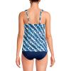 Lands’ End Women’s Adjustable Scoop Neck Flutter Tankini Top(Navy/White Bias Tie Dye)