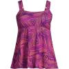 Lands’ End Women’s Adjustable Scoop Neck Flutter Tankini Top(Violet Rose Stipple Palm)