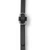 Lands’ End Women’s Adjustable Skinny Leather Belt(Black)