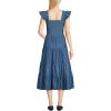 Lands’ End Women’s Chambray Smocked Dress with Ruffle Straps(Medium Indigo Chambray)