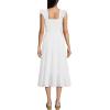 Lands’ End Women’s Chambray Smocked Dress with Ruffle Straps(White)