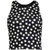 Lands’ End Women’s Chlorine Resistant High Neck Racerback Midkini Swimsuit Top(Black/Egret White Tossed Dots)