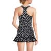 Lands’ End Women’s Chlorine Resistant High Neck Racerback Midkini Swimsuit Top(Black/Egret White Tossed Dots)
