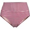 Lands’ End Women’s Chlorine Resistant Pinchless High Waisted Bikini Bottoms(Burgundy Gingham)