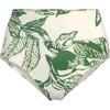 Lands’ End Women’s Chlorine Resistant Pinchless High Waisted Bikini Bottoms(Egret/Green Etched Leaves)