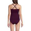 Lands’ End Women’s Chlorine Resistant Plunge X-Back Tankini Swimsuit Top(Dark Wine)