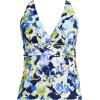 Lands’ End Women’s Chlorine Resistant Plunge X-Back Tankini Swimsuit Top(Deep Sea Navy Multi Floral)