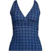 Lands’ End Women’s Chlorine Resistant Plunge X-Back Tankini Swimsuit Top(Navy Mosaic Mini Tile)