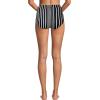 Lands’ End Women’s Chlorine Resistant Ruched Natural High Waisted Full Coverage Bikini Swim Bottoms(Black/Egret Variegated Stripe)