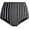 Lands’ End Women’s Chlorine Resistant Ruched Natural High Waisted Full Coverage Bikini Swim Bottoms(Black/Egret Variegated Stripe)