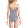 Lands’ End Women’s Chlorine Resistant Scoop Neck High Leg Tugless Tank Thin Strap One Piece Swimsuit Adjustable(Deep Sea Navy Mini Stripe)