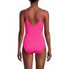 Lands’ End Women’s Chlorine Resistant Scoop Neck High Leg Tugless Tank Thin Strap One Piece Swimsuit Adjustable(Prism Pink)