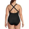 Lands’ End Women’s Chlorine Resistant Scoop Neck X-Back High Leg Soft Cup Tugless Sporty One Piece Swimsuit(Black)