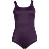 Lands’ End Women’s Chlorine Resistant Scoop Neck X-Back High Leg Soft Cup Tugless Sporty One Piece Swimsuit(Blackberry)