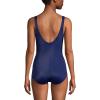 Lands’ End Women’s Chlorine Resistant Scoop Neck X-Back High Leg Soft Cup Tugless Sporty One Piece Swimsuit(Deep Sea Navy)