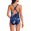 Lands’ End Women’s Chlorine Resistant Scoop Neck X-Back High Leg Soft Cup Tugless Sporty One Piece Swimsuit(Deep Sea Navy Tropical Floral)