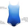 Lands’ End Women’s Chlorine Resistant Scoop Neck X-Back High Leg Soft Cup Tugless Sporty One Piece Swimsuit(Deep Sea Navy/Sapphire Ombre)