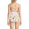 Lands’ End Women’s Chlorine Resistant Scoop Neck X-Back High Leg Soft Cup Tugless Sporty One Piece Swimsuit(White Multi Garden Floral)