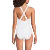 Lands’ End Women’s Chlorine Resistant Scoop Neck X-Back High Leg Soft Cup Tugless Sporty One Piece Swimsuit(White Ottoman)