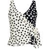 Lands’ End Women’s Chlorine Resistant Side Tie V-Neck Tankini Swimsuit Top(Black/Egret Mixed Tossed Dots)