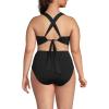 Lands’ End Women’s Chlorine Resistant V-Neck Midkini Swimsuit Top and High Leg High Waisted Bottoms 2 Piece Set(Black)