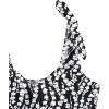 Lands’ End Women’s Chlorine Resistant V-Neck Shoulder Tie Flutter Tankini Swimsuit Top(Black/White Vine Floral)