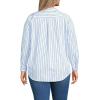 Lands’ End Women’s Cooling Button Front Shirt(Navy/Blue Sky Double Stripe)