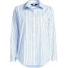 Lands’ End Women’s Cooling Button Front Shirt(Navy/Blue Sky Double Stripe)