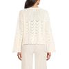 Lands’ End Women’s Cotton Boucle Pointelle Notch Neck Sweater(Fresh Ivory)